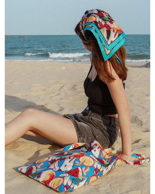 Lost Pattern Blue Party Time Cotton Tote Bag