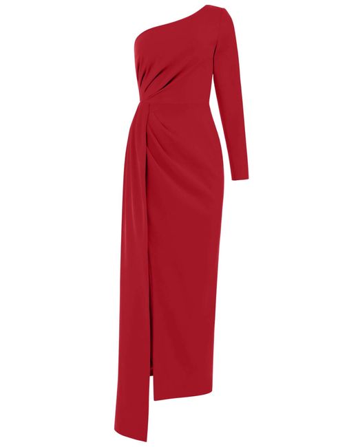Tia Dorraine Red Iconic Glamour Draped Long Dress Fierce