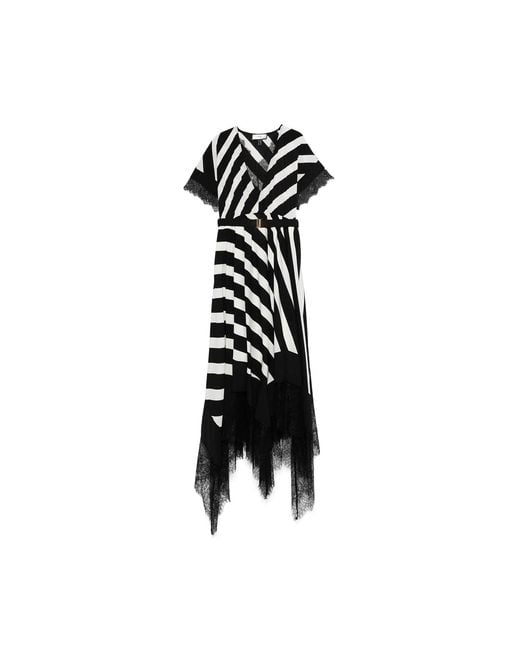 Nissa Black Lace-Trimmed Midi Dress