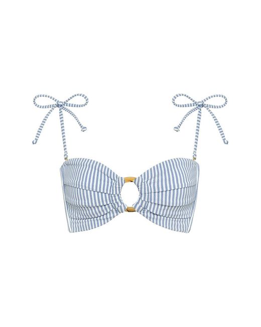 Montce Blue Classic Stripe Tori Ties Bandeau Bikini Top