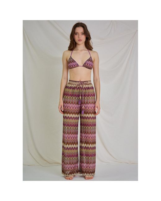 Aulala Paris Red Nocturnal Sky Broderie Beach Pants