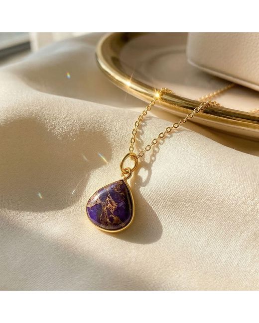 Harfi Blue Vermeil Plated Amethyst February Birthstone Charm Necklace