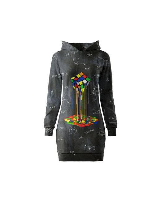 Aloha From Deer Black Rubik's Cube Oversize Hoodie Dress
