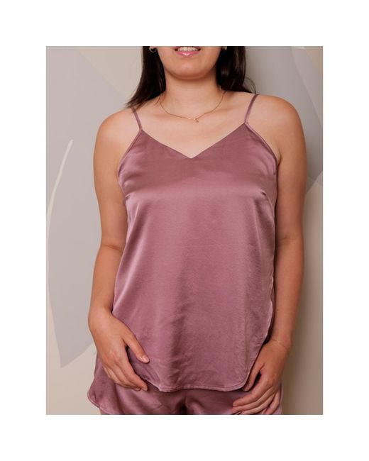 Soft Strokes Silk Purple Pure Mulberry Silk Petal Camisole, V Neck Spaghetti Strap Silk Charmeuse