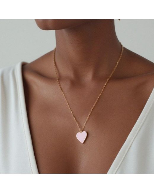 Rejected Hearts Club Metallic Single Hearted Girl Filled Necklace With Magnetic Clasp