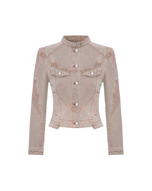 Pcfg Natural Neutrals Pure Cotton Faded Motorcycle Denim Jacket