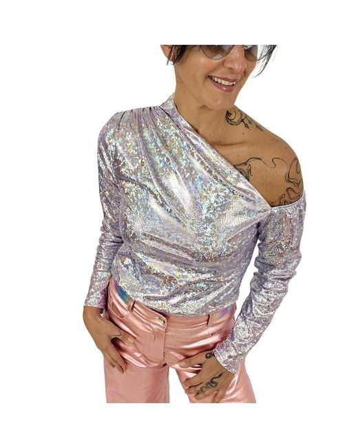 Lalipop Design Multicolor Mirror-Effect Asymmetric Blouse