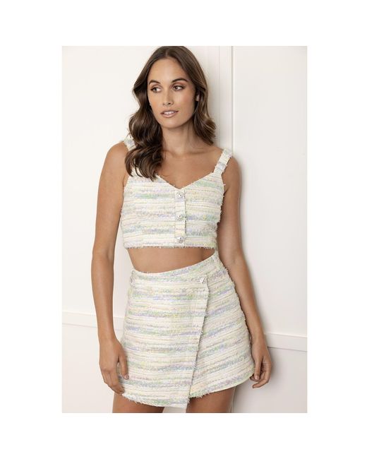 Riviera Soirée Multicolor Thea Tweed Mini Wrap Skirt