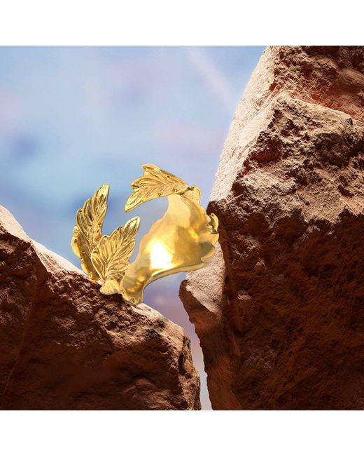 Unaloe Metallic Adjustable-Plated Leaf Ring For – Nature Inspired Open Band Statement Jewelry