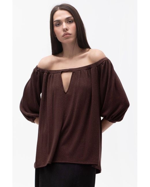 Maison Bogomil Brown Off Shoulder Blouse