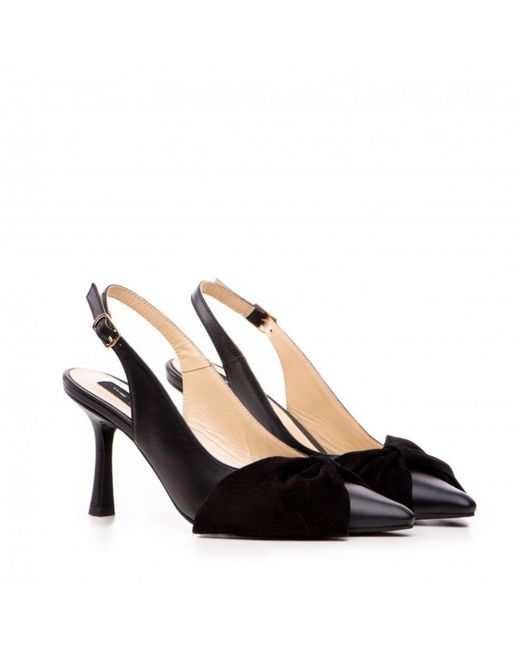 The 5Th Element Black Mabel Leather Slingback Heels