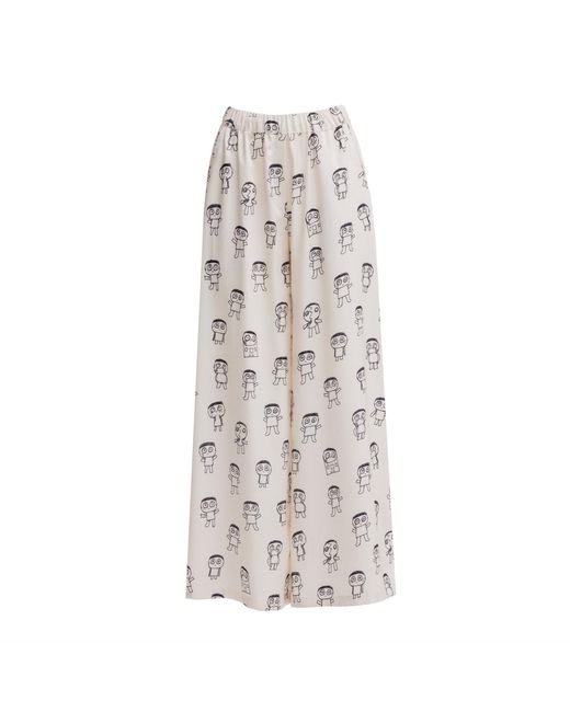 Julia Allert Gray Neutrals Art Print Longline Blouse & Wide-Leg Co-Ord Set – Ivory
