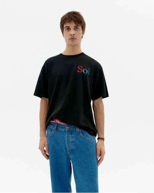 Thinking Mu Black Embroidered Sol Type Aaron Tshirt for men