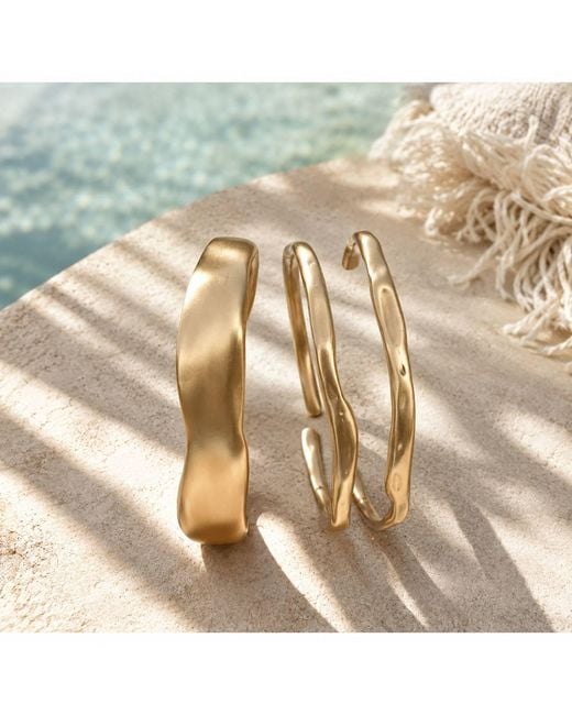 Rare Matters Jewelry Metallic Organic Sculpted Bangle Set Of Three