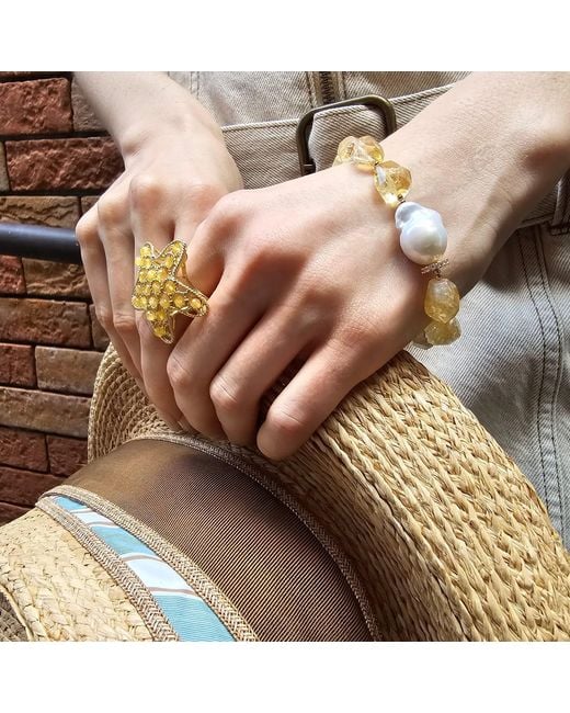 Farra Metallic Agate Star Setting Statement Ring