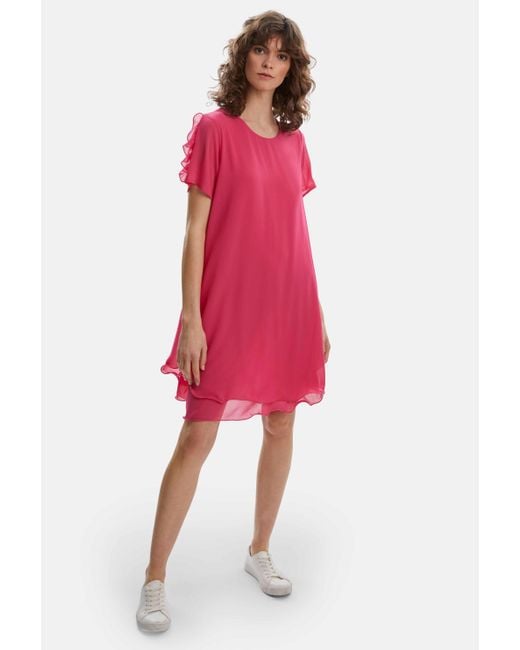 James Lakeland Pink Short Sleeve Wave Hem Dress Fuchsia