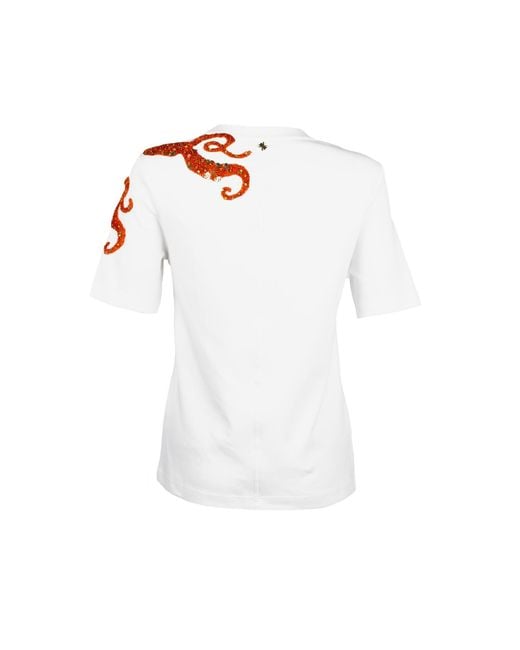 House of Laines London White Laines Couture Embellished Octopus T-Shirt