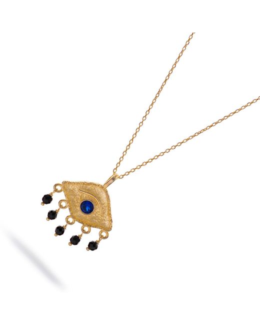 Ebru Jewelry Metallic Sapphire Eye Horizon Onyx Necklace