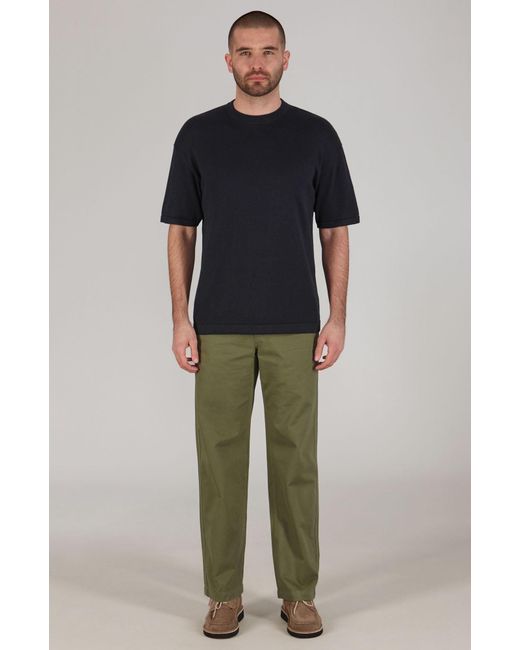 Paul James Knitwear Blue Lightweight Cotton Ewan Oversized Knitted T-Shirt for men
