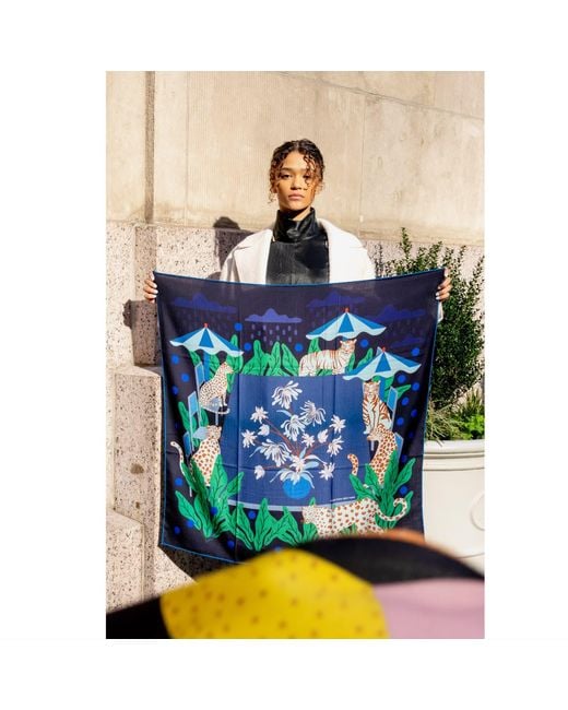 Jessie Zhao New York Green Double Sided Wool Silk Scarf Of Night Banquet