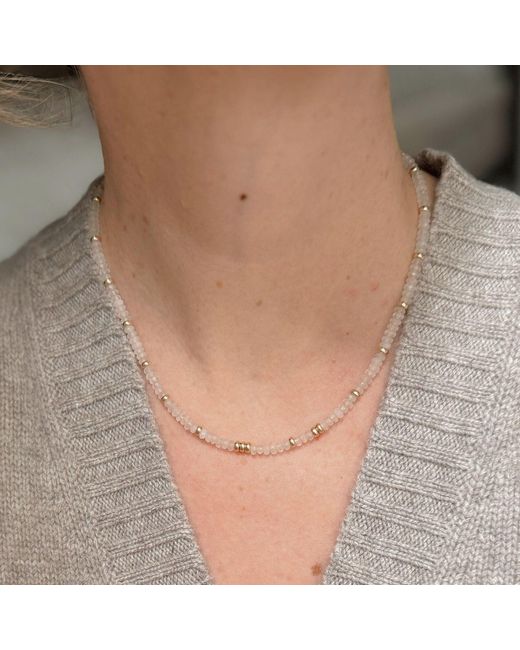 Herself Collections Metallic Moonstone Morse Code Necklace