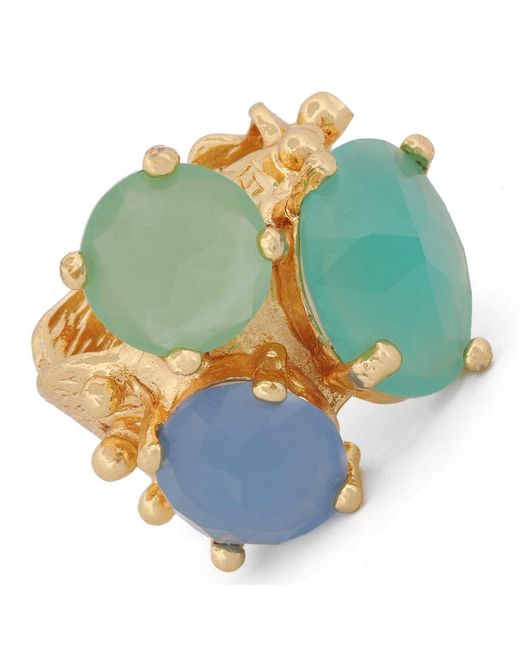 Ebru Jewelry Blue Aqua Chalcedony Goddess Adjustable Ring