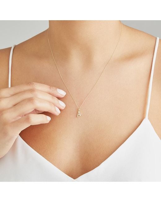Lily & Roo Metallic Solid Sterling Curve Small Initial Letter Necklace
