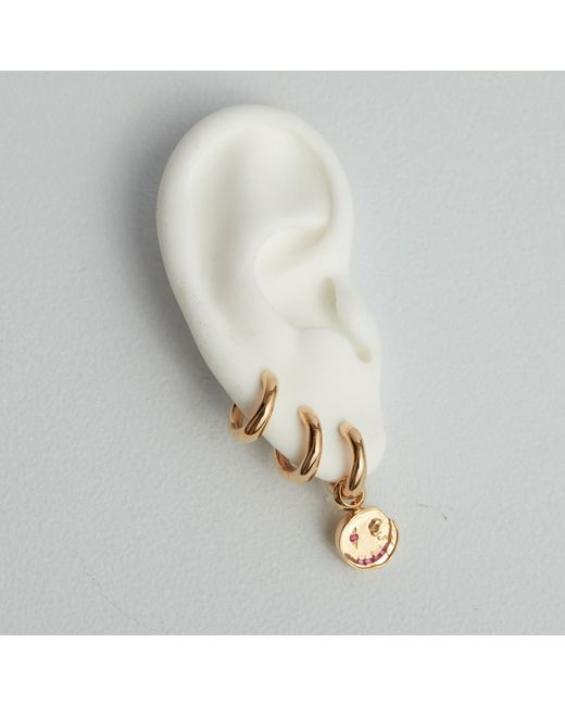 Kasun Metallic Smile Hoop Earrings – February – Amethyst – Plated