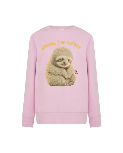 Sour Figs Pink Sloth Print Sweatshirt