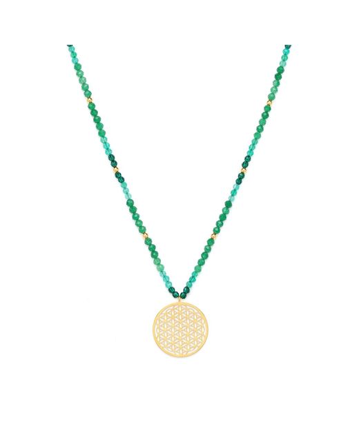 Seven Saints Metallic Joy And Prosperity Flower Of Life Necklace, Aventurine, Spinel, Chrysoprase, All Gender