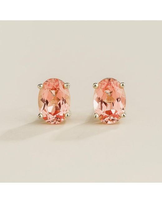 Juvetti Pink Ovo Oval Padparadscha Sapphire Stud Earrings