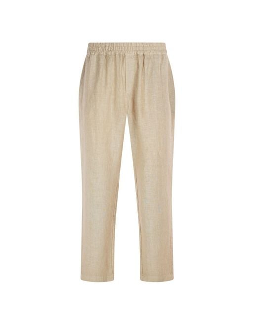 Haris Cotton Natural Neutrals Linen Pants With Elastic Waistband And Back Pockets Beach Sand for men