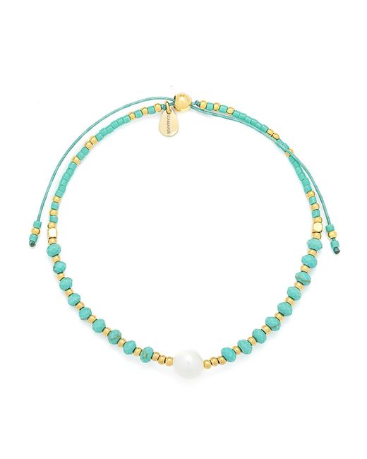 KAMARIA Metallic Lumira Mini Pearl & Gemstone Adjustable Bracelet With Miyuki Beads