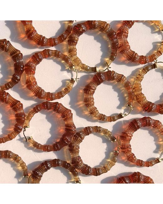 Gold & Honey Orange Neutrals Rum And Coke Bamboo Hoop Earrings