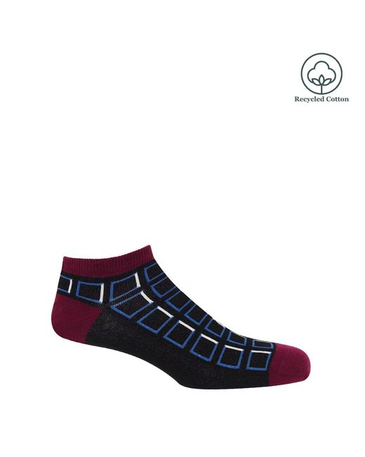 Peper Harow - Made in England Blue Cube Trainer Socks – Bundle for men
