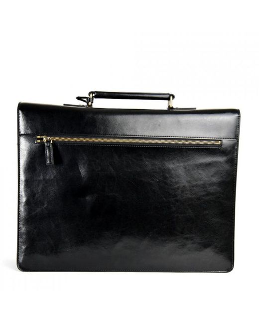 DAVID WEJ Black Smooth Leather Briefcase – for men