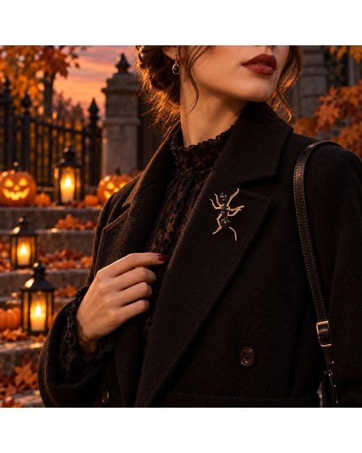 By Ozge Black Midnight Colony Enamel & -Tone Ant Statement Brooch