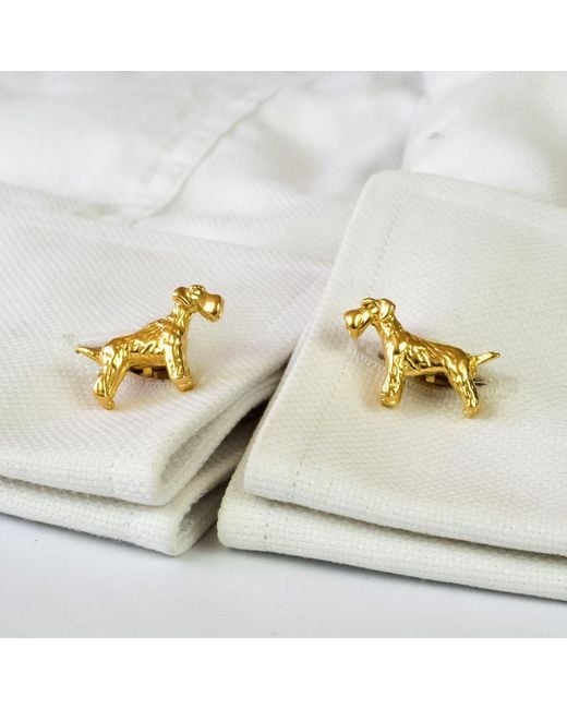 Simon Kemp Jewellers Metallic Schnauzer Cufflinks Eighteen Carat On Sterling for men