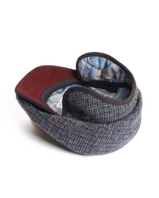 Dasmarca Hats Gray Aaron Harris Tweed Wool Cap With Earflaps for men