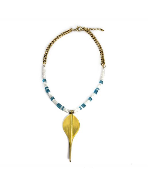 Rachel Nathan Metallic Neon Apatite & Mother Of Pearl & Sting Ray Necklace