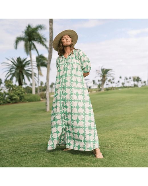 SUNSHINE TIENDA Green Viridian Tile Oasis Dress