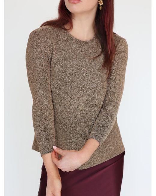 Lindsay Nicholas New York Brown Disco Glitter Bracelet Sleeve Top