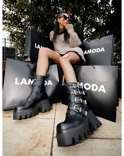 Lamoda Black Hysteria Chunky Platform Ankle Boots
