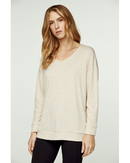 Conquista Natural Neutrals Melange Long Sleeve Knit Top