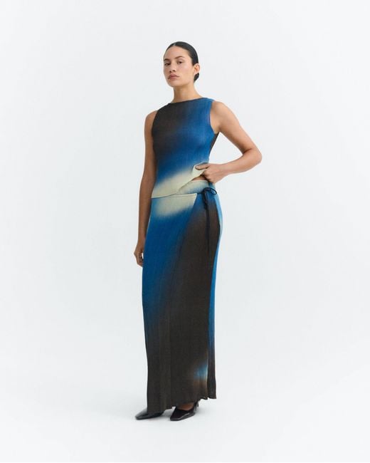 Thinking Mu Brown Pleated Long Skirt Glass Pauline