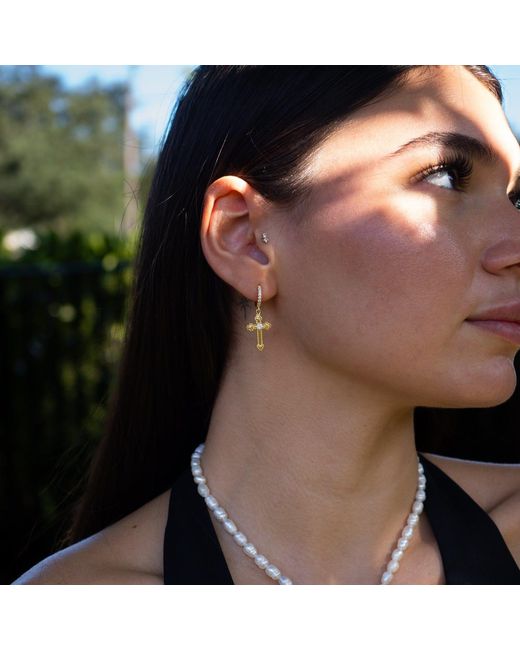 Ebru Jewelry Metallic Divine Spark Cross Vermeil Earrings