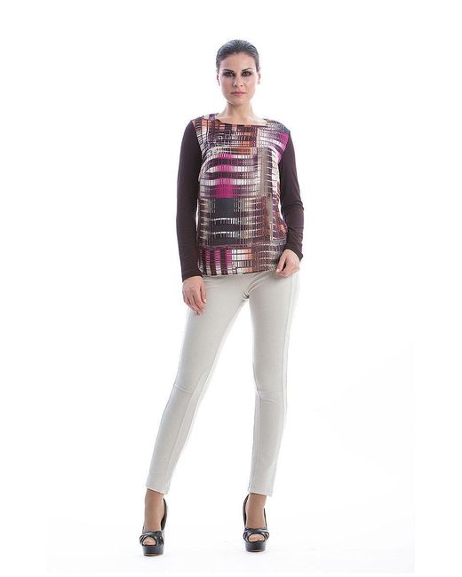 Conquista Red Print Long Sleeve Top