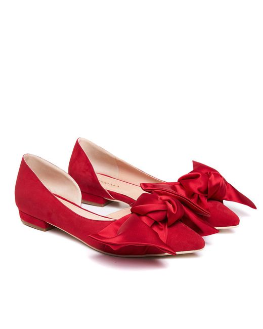 Ginissima Red Samantha Ballerinas With Bow