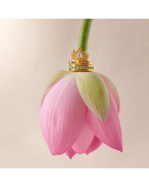Aurozia Metallic Lotus Within Vermeil Starlight Dew Adjustable Open Ring