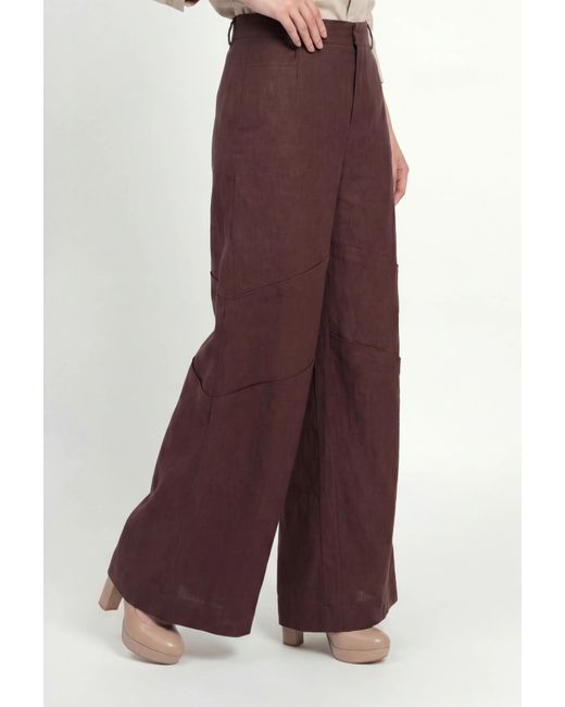Muda Clothing Fz Llc Brown Emara Linen Pant